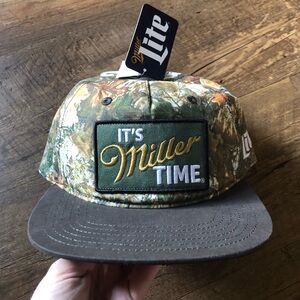 Miller Lite Camo Cap - Green and Brown SnapBack